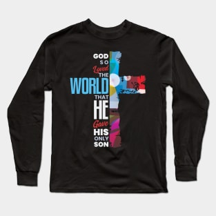 Bible Verse John 3:16 God so Loved the World Christian Long Sleeve T-Shirt
